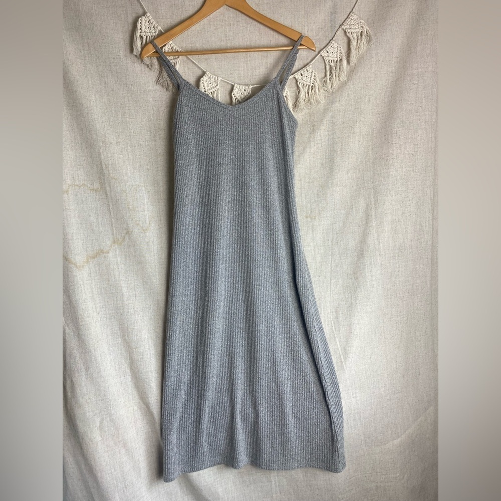 Gap Sleeveless Light Grey Knit Fitted Body con Midi Dress Size Medium